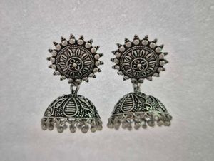 New Oxidized Silver Jhumka Earrings