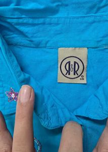 Blue Embroidered Top