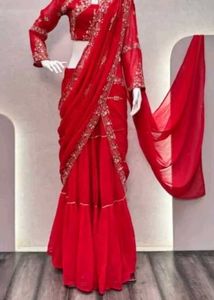 Party Special Red Embroidered Skirt Choli Set