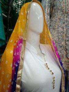 Beautiful White Coloured Frock Suit Set - 2 Piece