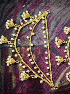 Two Pair of Exquisite Pearl &amp; Gold Tone Jhumka Ear
