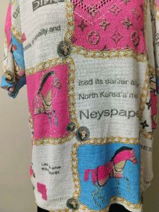 Boho Patchwork Horse Print Tunic Top