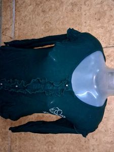 Chic Ruffled Dark Green Top