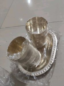 Silver Metal Tumbler &amp; Tray Set