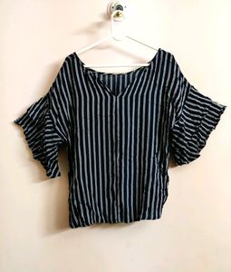 🔥BUY1GET1🔥women's Navy blue off-white striped to