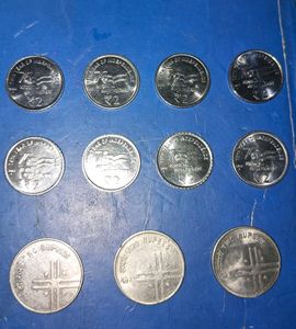 2 Ruppee 75th Independence &amp; Cross Coin
