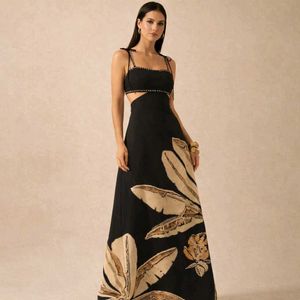 Elegant Tropical Print Maxi Dress