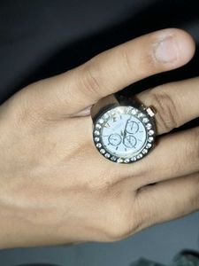Unique Ring Watch with Rhinestones