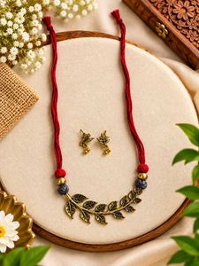 Bohemian Leaf Necklace & Earring Set