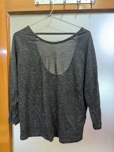 Grey Marled Long Sleeve Top with Back cutout