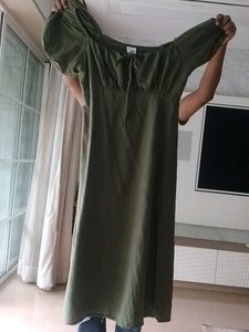 Olive Green  Midi Dress