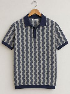 ZARA Retro Geometric Knit Polo Shirt