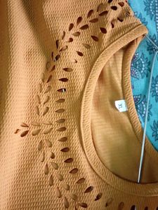 Mustard yellow Cutout Long Sleeve Top