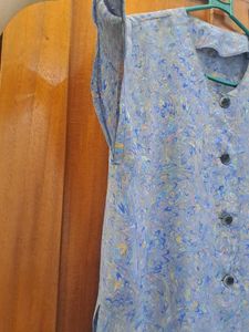 Blue Abstract Print Top
