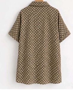 Brown Polka Dot Short Sleeve Shirt