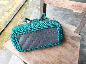 Crochet Emerald Tote Bag