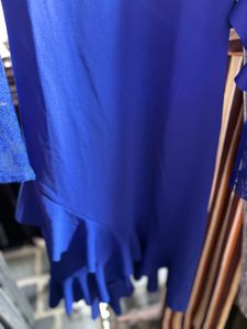 Cover Story Blue Lace Ruffle Dress