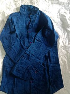 Men's Blue Textured Shirt