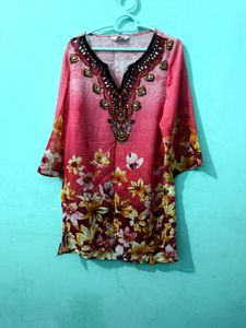 Elegant Pink Embroidered Kurta