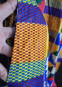 Vibrant Kente Print Dress with Ruffle Hem