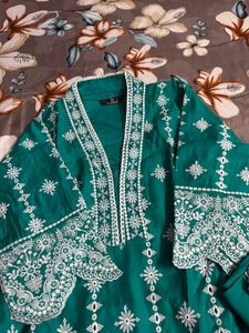 Beautiful Teal Embroidered Kurta Set