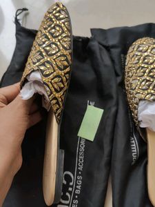 Embellished Golden Mules