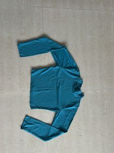 Teal Ribbed Turtleneck Long Sleeve Top