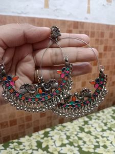 Peacock Styled Oxidised Earring