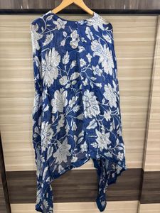 Boho Blue Floral Print Kuftan with pant and inner