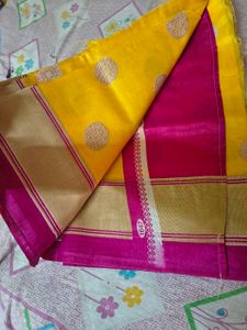 💛 Mustard Yellow &amp; Magenta Saree ✨
