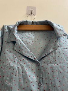 Only Light Blue Heart Print Top