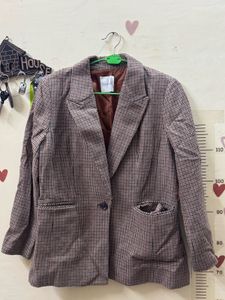 Stylish Plaid Blazer Jacket
