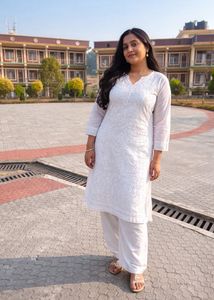 White Chikankari Kurta Set