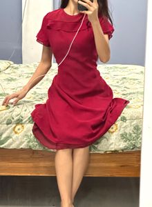 Elegant Red Fit &amp; Flare Dress