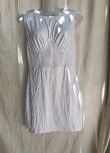 I. White Corset Mesh Sheer Mini Dress