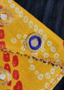 Vibrant Yellow Clutch bag with Mirror Work