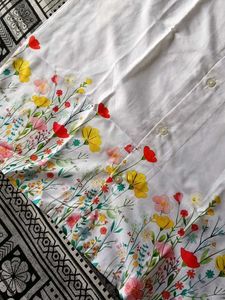 Men's White Short Sleeve Floral Shirt
