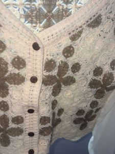 Crochet Sheer Sleeve Crop Top