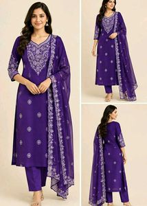 Purple Kurta Set with Dupatta