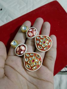 Elegant Red Floral Drop Earrings