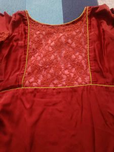 Maroon Kurta Gold Zigzag Trim with palaz  149 m 2