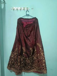 Embroidered Maroon Skirt