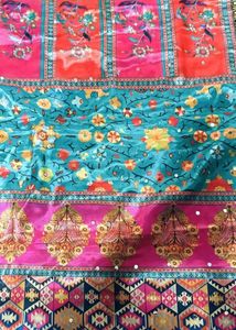 Vibrant Printed Dupatta with Lace Trim