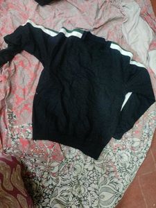Black Sweatshirt with White Stripes