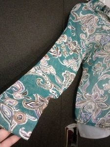 Sheer Paisley Print Button-Up Blouse