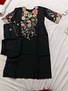 Black Embroidered Kurta Set