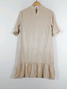 Shimmering Champagne Ruffle Dress