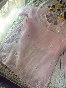 Elegant Pink Chikankari Kurta with Palazzo