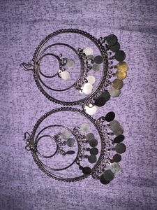 Boho Hoop Earrings with Coin Charms