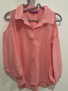 Chic Pink Cold Shoulder Blouse